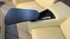 Sofa Arion Leder Paloma Light Grey Grau Stahlfuß 001 Edelstahl Poliert Holzteile Wenge Kopfstütze Höhenverstellbar Inklusive Hocker Mit Tischablage