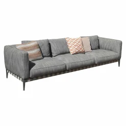 Sofa Atlante Outdoor Stoff Bambú A6 Grau Schwarz Gestell Brüniert