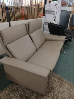 Sofa Aurora Hoch Leder Paloma Mushroom Grau Braun Creme Fuß Stahlbein Rund 8 Chrom