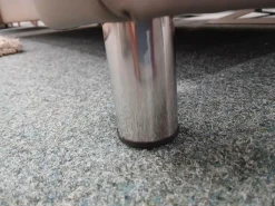 Sofa Aurora Hoch Leder Paloma Mushroom Grau Braun Creme Fuß Stahlbein Rund 8 Chrom