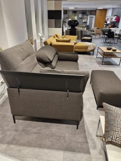 Sofa Avalanche Stoff 8078 Tabak Anthrazit Füße Schwarz Feinstruktur Inklusive Hocker