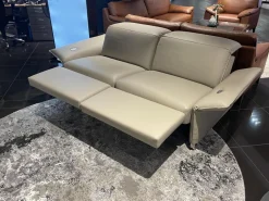 Sofa Avantgarde 965 Leder 43 210 Pearl Beige Grau Kufe Verchromt Mit Funktionen