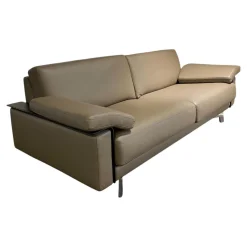 Sofa Avantgarde 500 Leder 43 560 Fango Grau Beige Kernlederarmlehnen Schwarz Gestell Verchromt Hochglanz