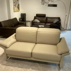 Sofa Avantgarde Leder 43 Pearl 210 Beige Gestell Metall Hochglanz