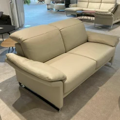 Sofa Avantgarde Leder 43 Pearl 210 Beige Gestell Metall Hochglanz