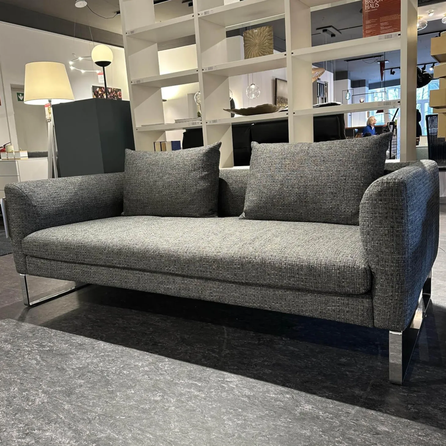 Sofa Avola Stoff Prime Anthrazit Grau Gestell In Chromkufe