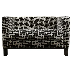 Sofa Bella Bezug Stoff 83567 Eileen Schwarz/Grau Rahmen Und Füße Massivholz Schwarz Gebeizt