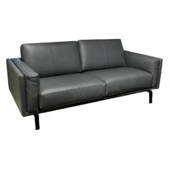 Sofa Bellice 679 B20 Vollnarbenleder Raffino 109 Shark Schwarz Grau Gestell Epoxy Granite Matt