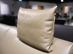 Sofa Bellino Leder Lipano Oliv Grün Gestell Metall Mit Kissen Und Kopfstütze