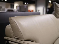 Sofa Bellino Leder Lipano Oliv Grün Gestell Metall Mit Kissen Und Kopfstütze