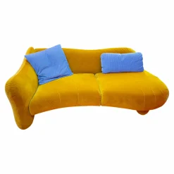 Sofa Bongo Bay Lounge Stoff 4473 0075 Currygelb mit 2 Kissen Hellblau