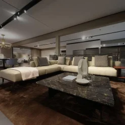 Sofa Brera Stoff Kiala Champagne Beige Kernleder Castagna Braun Basis Nickel Matt Brown Braun Mit Kissen