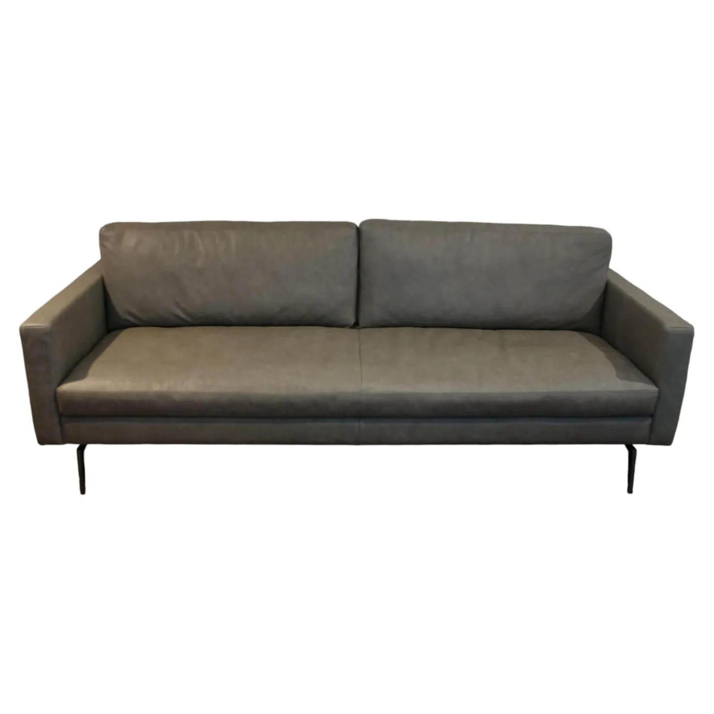 Sofa Buster 1348L Bezug Leder Rhino Grau Füße Nickel Schwarz Inklusive Kissenstützen