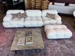 Sofa Camaleonda Stoff Enia Elfenbeinweiß mit Hocker