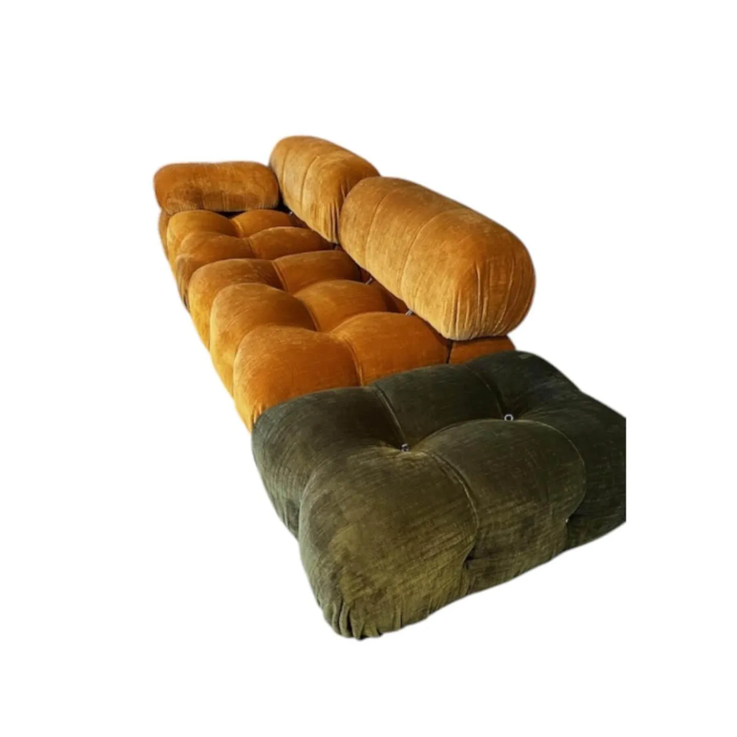 Sofa Camaleonda Stoff Enia Curry Orange Füße Massivholz Inklusive Hocker Stoff Enia Olivgrün Grün Und Beistelltisch Turm
