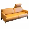 Sofa Cara Mit Kopfstütze Leder 38.111 Ockerbraun Spangenfuß Stahl Schwarz
