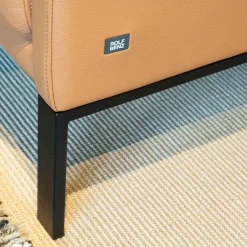 Sofa Cara Mit Kopfstütze Leder 38.111 Ockerbraun Spangenfuß Stahl Schwarz