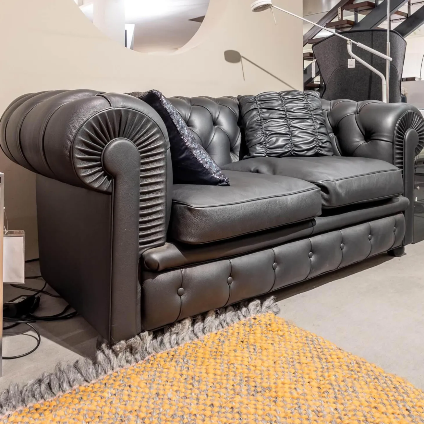 Sofa Chester Leder Pelle SC 80 Nero Schwarz