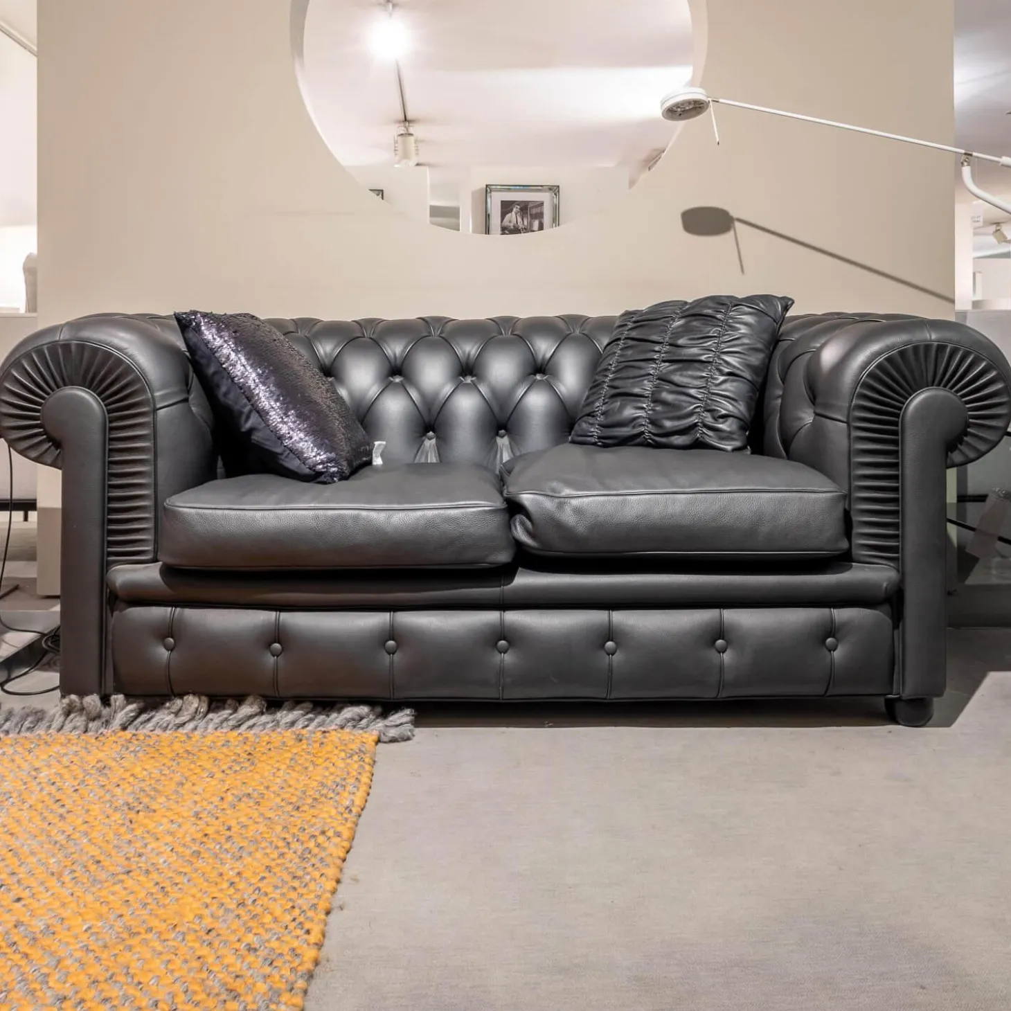 Sofa Chester Leder Pelle SC 80 Nero Schwarz