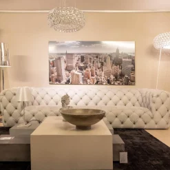 Sofa Chester Moon Leder Kashmir Nuage Grau