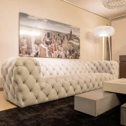 Sofa Chester Moon Leder Kashmir Nuage Grau