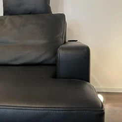 Sofa Clarus Leder Schwarz Füße Schwarz Inklusive Fußstützen Und Kopfstützen