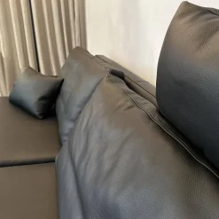 Sofa Clarus Leder Schwarz Füße Schwarz Inklusive Fußstützen Und Kopfstützen