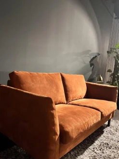 Sofa Classic 970 Leder Velvet 516 Orange Braun Kufe 2 Buche 136 Schwarz Gebeizt