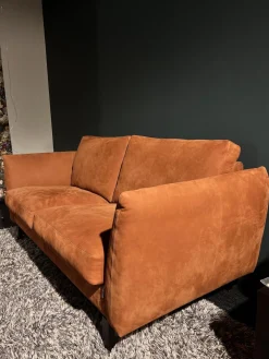 Sofa Classic 970 Leder Velvet 516 Orange Braun Kufe 2 Buche 136 Schwarz Gebeizt