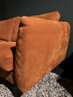 Sofa Classic 970 Leder Velvet 516 Orange Braun Kufe 2 Buche 136 Schwarz Gebeizt