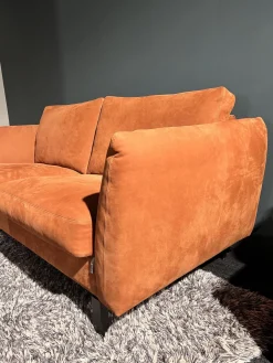 Sofa Classic 970 Leder Velvet 516 Orange Braun Kufe 2 Buche 136 Schwarz Gebeizt