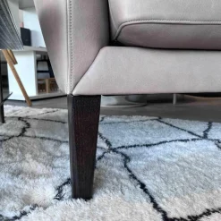 Sofa Coco Reines Anilin Leder Java Basalt Füsse Holz Wengefarbig Gebeizt