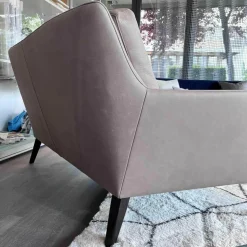 Sofa Coco Reines Anilin Leder Java Basalt Füsse Holz Wengefarbig Gebeizt