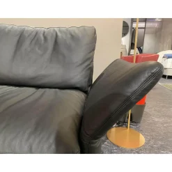 Sofa Como Leder Schwarz Fuß Verchromt