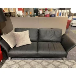 Sofa Como Leder Schwarz Fuß Verchromt
