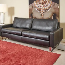 Sofa Conseta Bezug Leder Puro 458 Schwarz Chromkufen