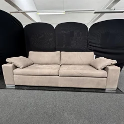 Sofa Conseta Leder 683 Taupe Beige Rahmenfuß Verchromt Füllungen Luftzellen Inklusive Armlehnenkissen