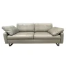 Sofa Conseta Leder Puro 911 Schlamm Grau Braun Metallkufen Schwarzchrom Inklusive 2 Armlehnkissen
