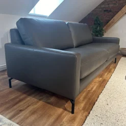 Sofa Cuneo 100 Leder Seminole 51 Nachtgrau Anthrazit Schwebefuß Eric Schwarz