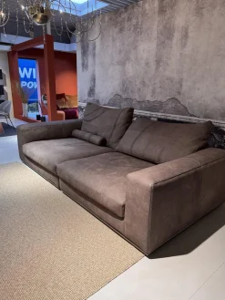 Sofa Dolce Vita Lifestyle Leder Piumone Vintage Grigio Grau Beige Gestell Metall Schwarz Verchromt