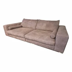 Sofa Dolcevita Leder 4 Piumone Vintage Grigio Graubeige Gestell Metall Verchromt Schwarz