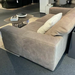 Sofa Dolcevita Leder 4 Piumone Vintage Grigio Graubeige Gestell Metall Verchromt Schwarz