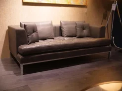 Sofa Dreisitzig DS-0040 Leder Espresso Braun Untergestell Hochglanz Verchromt Rückenpolster Hochklappbar