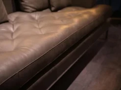 Sofa Dreisitzig DS-0040 Leder Espresso Braun Untergestell Hochglanz Verchromt Rückenpolster Hochklappbar