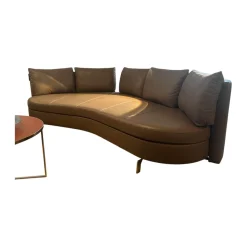 Sofa DS 167 129 Leder Touch Taupe Grau Füße Edelstahl Inklusive Kissen