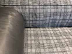 Sofa Easy Pieces Metal Stoff 4486 95 Mehrfarbig Grau Gestell Schwarz Inklusive Lederrolle Und Seitenkissen