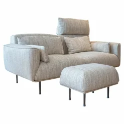 Sofa Eden Stoff Dodo C0206 Beige mit Hocker