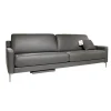 Sofa Ego F011 Bezug Leder 40.308 Schiefergrau Gussfuß Aluminium Poliert Inklusive 1 Kissen