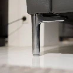 Sofa Ego F011 Bezug Leder 40.308 Schiefergrau Gussfuß Aluminium Poliert Inklusive 1 Kissen