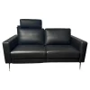 Sofa Enna Leder L40 Rancho Nero WR51 Schwarz Metallkufe Metallfuß Chrom Mit Kopfstütze